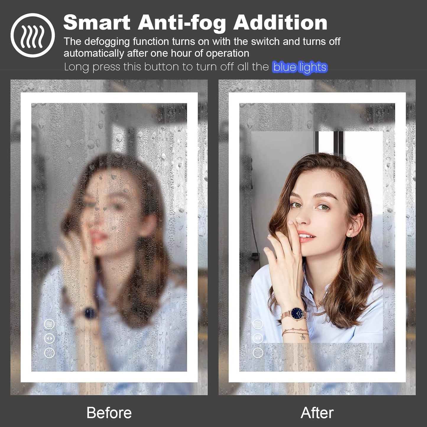 Amorho 84" X40" LED Mirror for Bathroom with Front and Backlight, Large Dimmable Wall Mirrors with Anti-Fog, Shatter-Proof, Memory, 3 Colors, Double LED Vanity Mirror