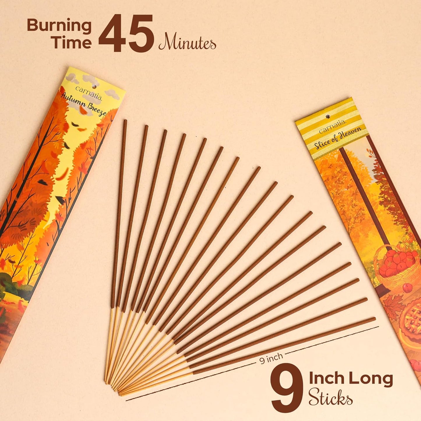 Carnatia Fall Whispers Incense Set – 6 Autumn Scents for Seasonal Warmth | Cozy Comfort & Inviting Ambience | Premium Quality Incense Sticks for Fall Vibes