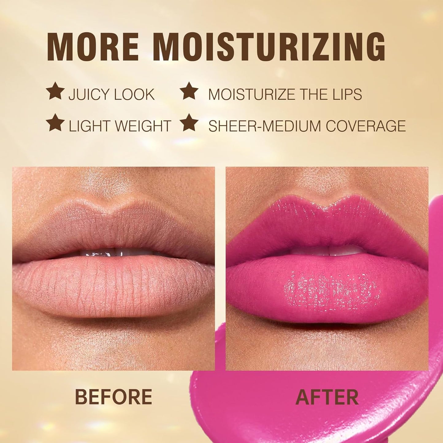 MAKI YIKA Hot Pink Lipstick for Women Moisture Hydrate Lipsticks Glossy Pink Lipsticks Sheer Finish Lightweight Tinted Lip Balm (Z06 Rose Up)