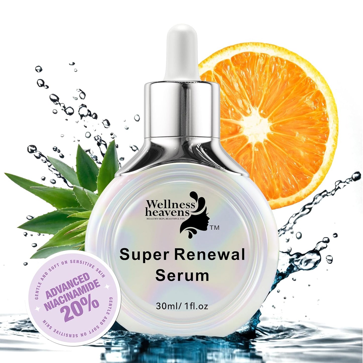 Wellness Heavens Vitamin C Serum for Face, Anti Aging Collagen Peptide Face Serum with Niacinamide & Vitamin E for Dark Spot, Brightening, Moisturizing, Smoothing, Firming, 30 ml