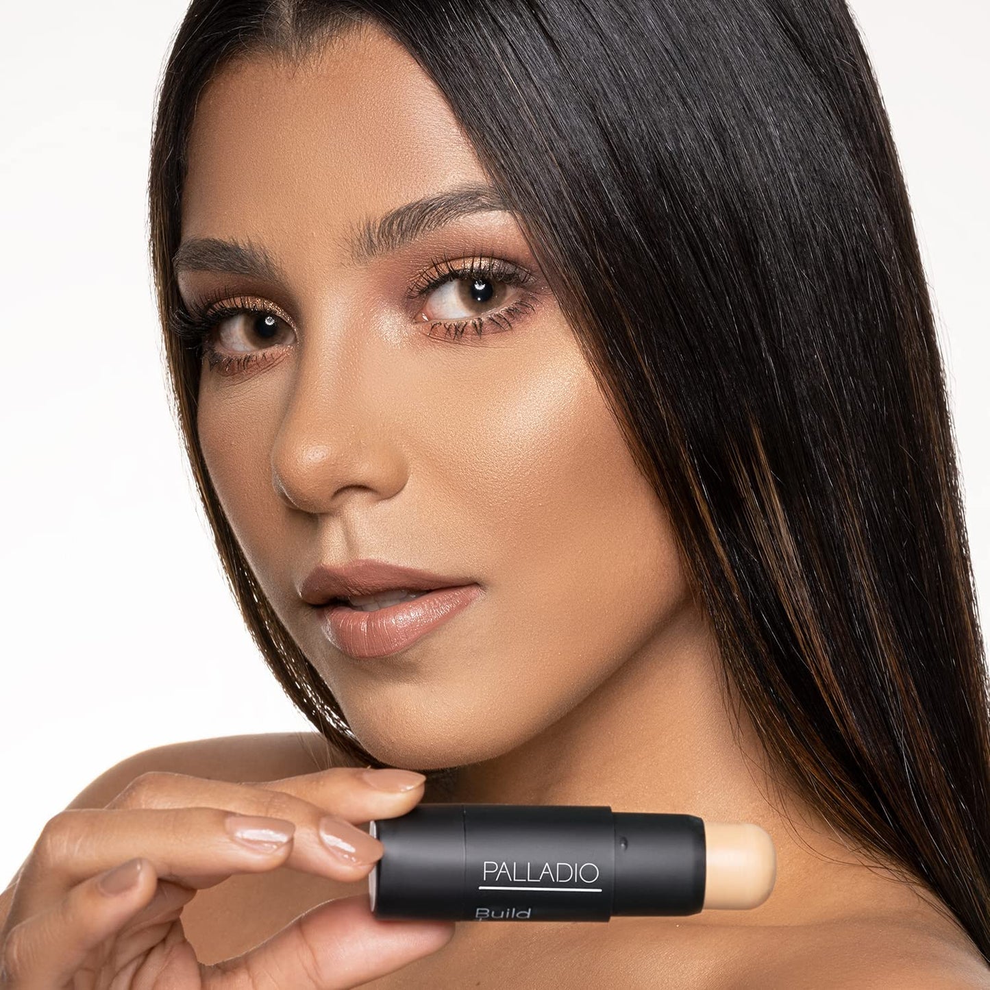 Palladio BUILD & BLEND Foundation Stick, Medium Coverage Buildable Contour Stick for Face, Ultra Blendable Creamy Formula for a Natural Shine Free Finish, Professional Makeup, 0.25 Ounce (Warm Brown)