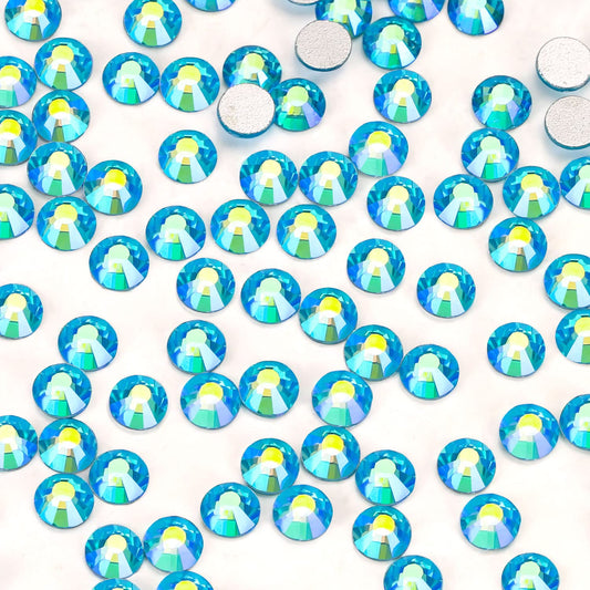 1440Pcs Aquamarine Ab Crystal Rhinestones,Glass Flatback Rhinestones Mini Gemstones for Nail Face Makeup Art Crafts Clothes Decoration -(SS10,2.8mm,Aquamarine Ab)