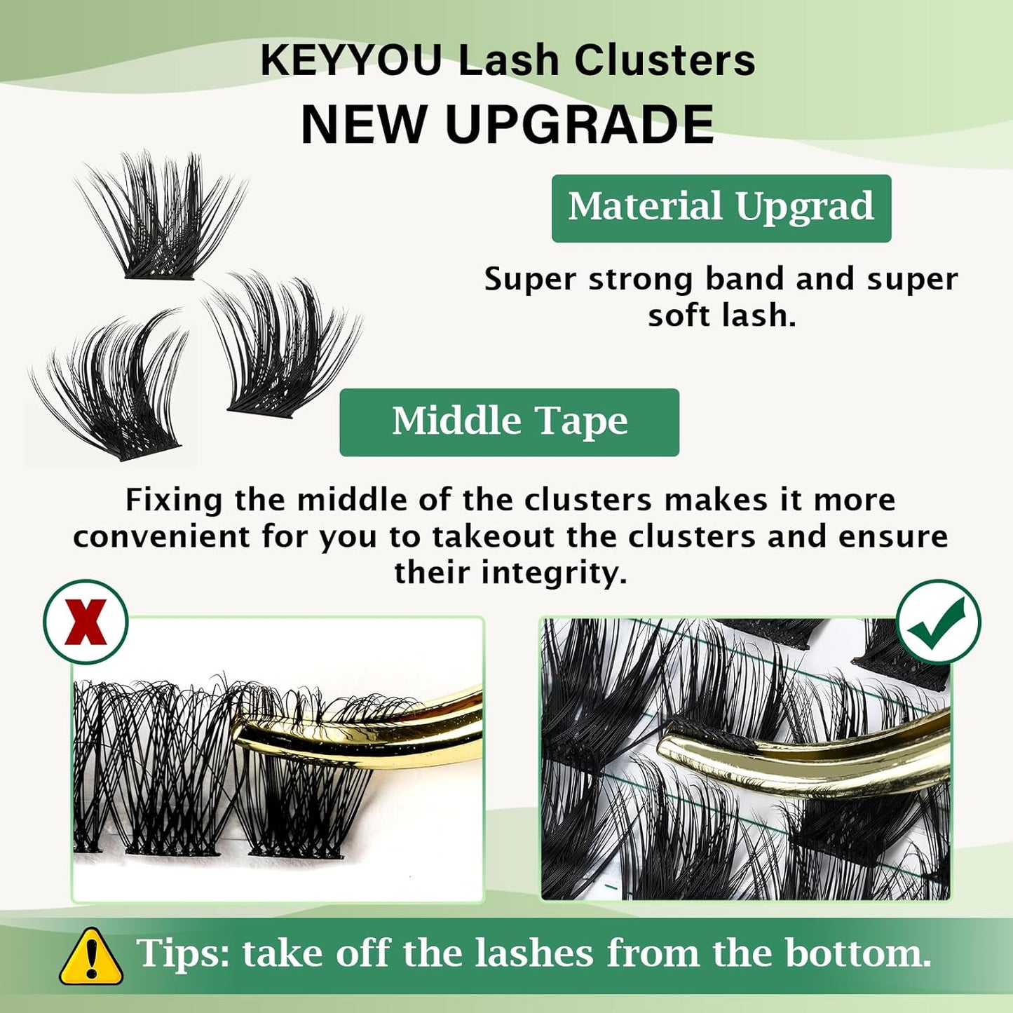 Lash Clusters 96pcs Individual Lashes Y22 D Curl 10mm Eyelash Clusters KEYYOU Volume Wispy Lash Extension Soft&Comfortable Easy DIY at Home(Y22,D-10mm)