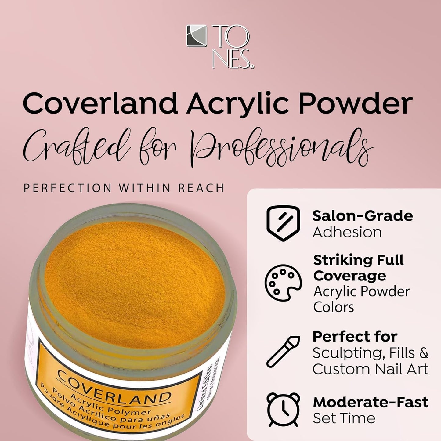 Tones Coverland Acrylic Nail Powder "Autumn Glow" - Limited Edition Acrylic Powder for Nail Design, Sculpting, and Masking Nail Bed Imperfections - Professional Acrylic Nail Supplies - (1.5 Oz)