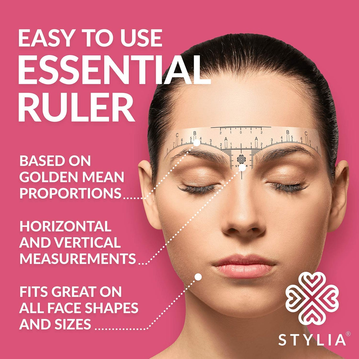 Stylia Eyebrow Stencil Kit for Women – 100 Pack, Precision Brow Mapping Tool for Shaping, Best Eyebrow Stencils for Older Women & Beginners, Strong Adhesive, Universal Fit, Reusable Brow Templates