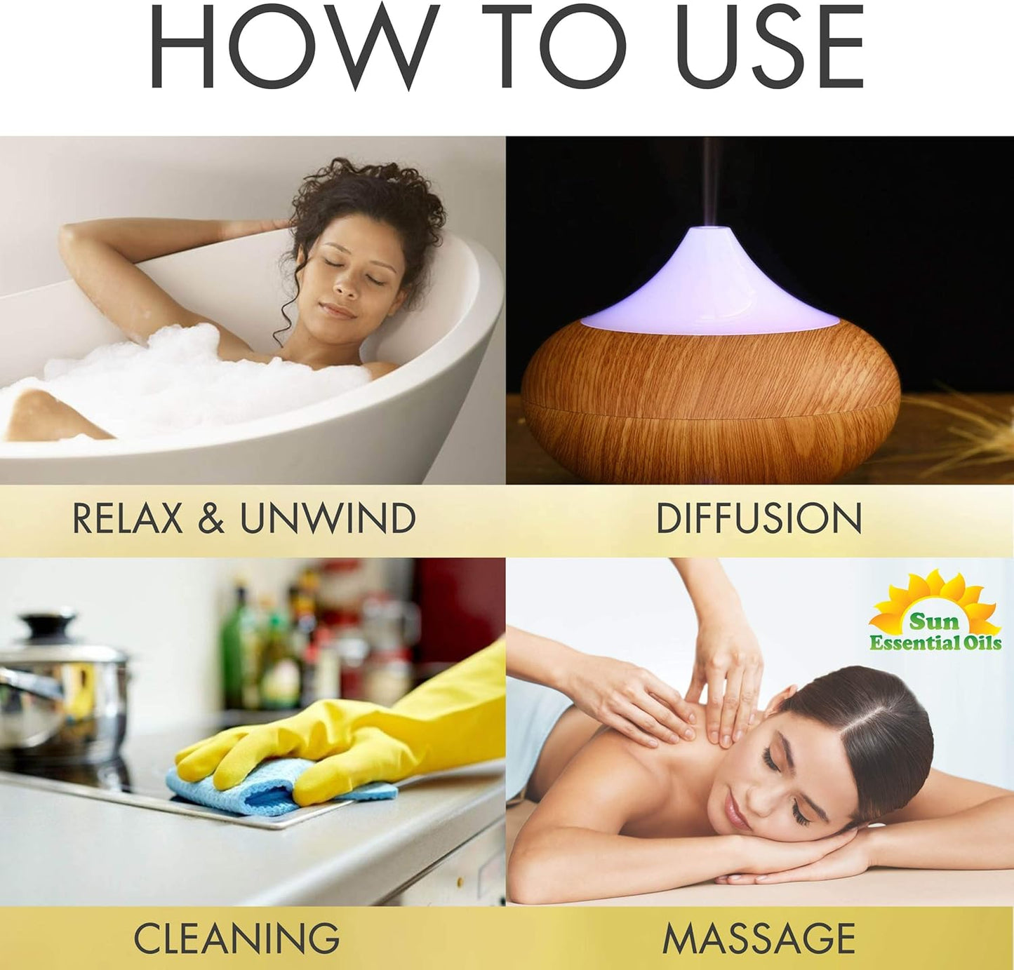 Sun Essential Oils – 4 oz Four Knives Essential Oil Blend with Eucalyptus, Clove, Rosemary, Lemon & Cassia – Spicy Scent for Diffuser, Skin, Candle Making, Cleaning, DIY & More – Dropper Included