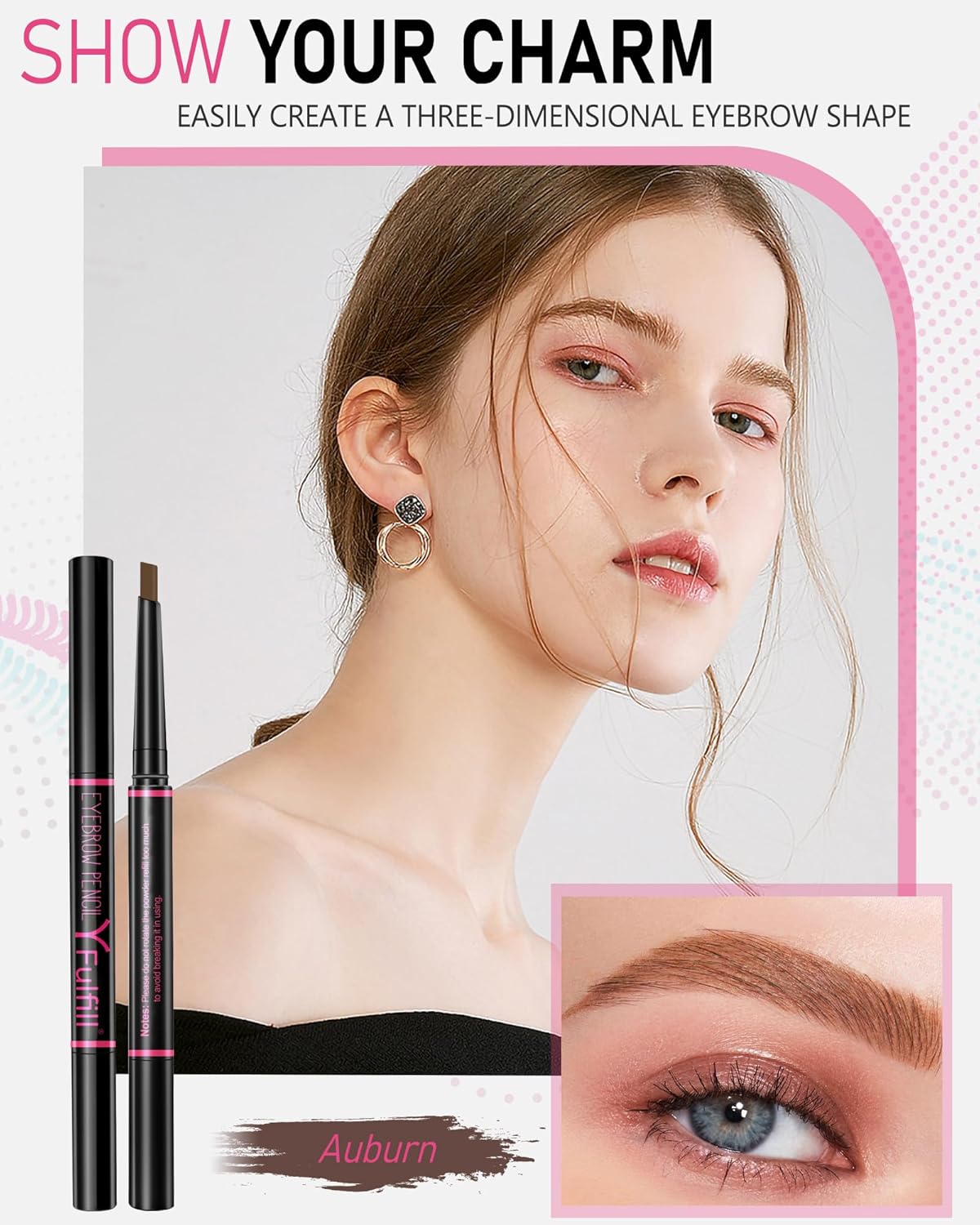 Auburn Eyebrow Pencils for Redhead, Eye Brow Pencil for Women Waterproof