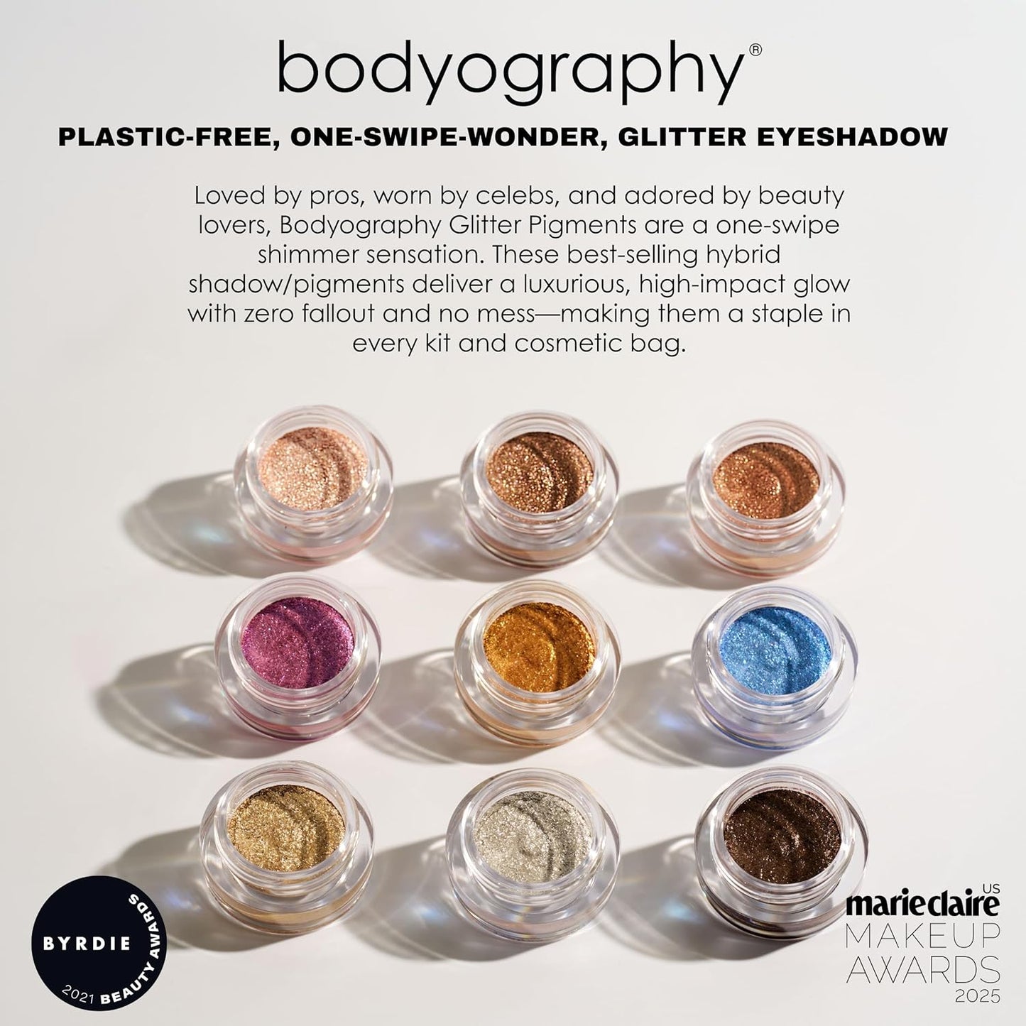 Bodyography Glitter Pigment Eye Shadow | Long Wear Shimmer Eyeshadow | Vegan, Talc & Paraben Free | Cream Powder Formula | Spectra (Navy) 1.5 g