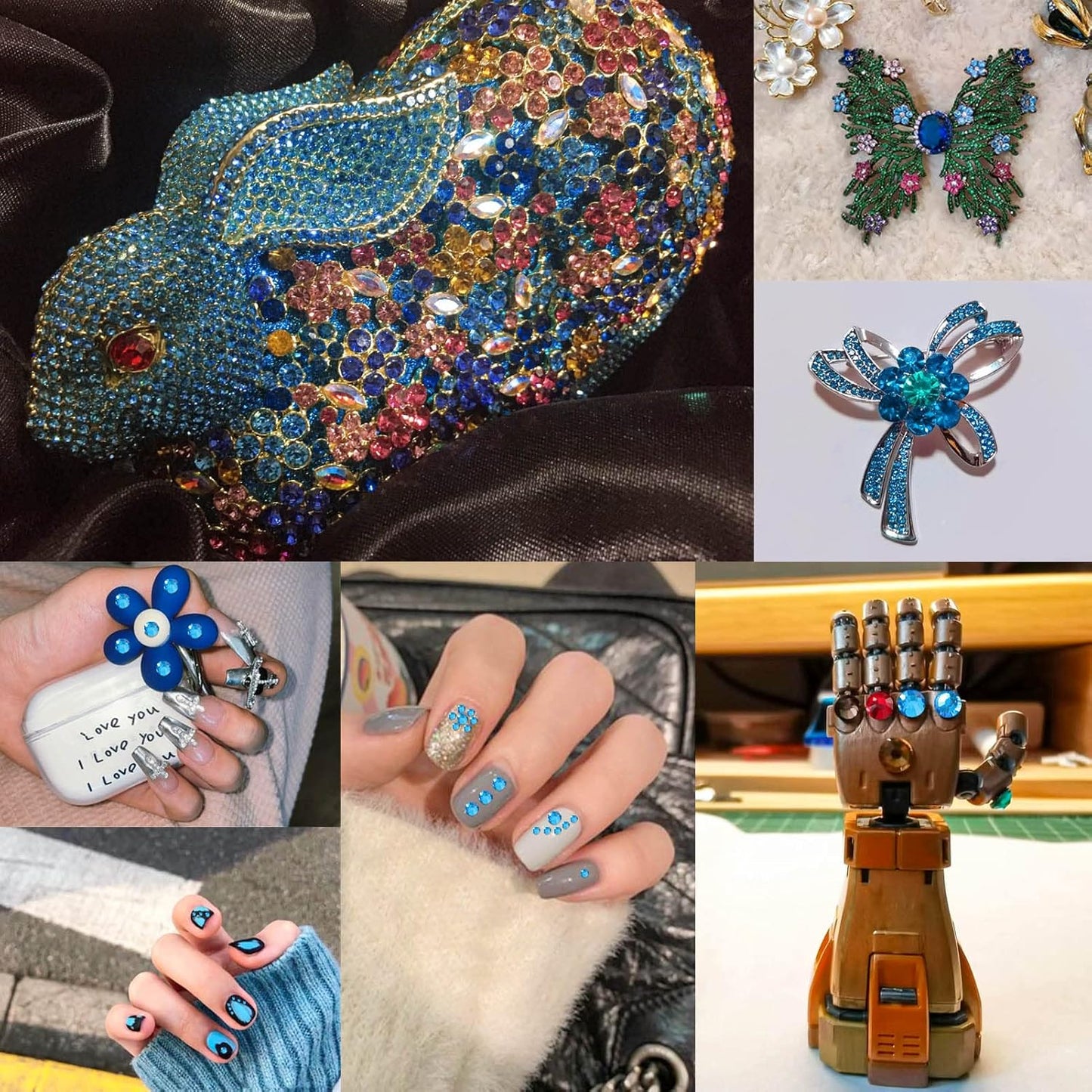 beadsland Flat Back Crystal Rhinestones Round Gems for Nail Art and Craft Glue Fix,Capri Blue (1.3-1.4mm) SS3/1440pcs