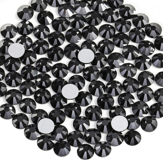 Beadsland 1440pcs Flat Back Crystal Rhinestones Round Gems for Nail Art and Craft Glue Fix, Jet Hematite,SS20,4.6-4.8mm