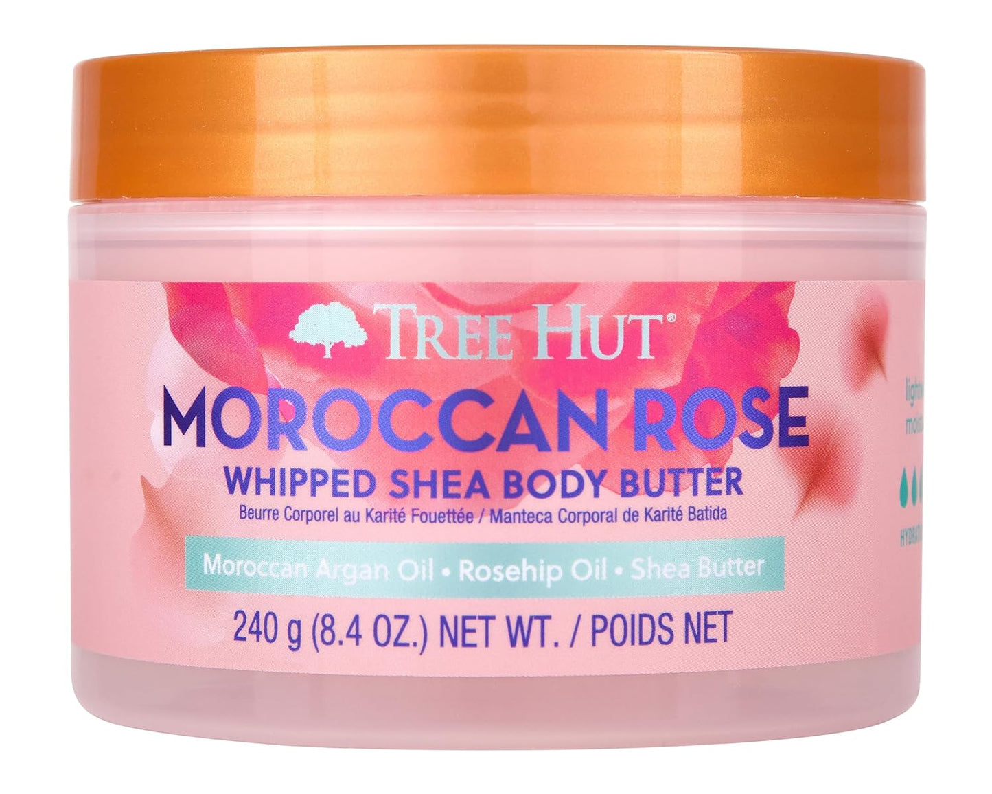 Tree Hut Moroccan Rose Whipped Shea Body Butter, 8.4oz, Lightweight, Long-lasting, Hydrating Moisturizer with Natural Shea Butter for Nourishing Essential Body Care