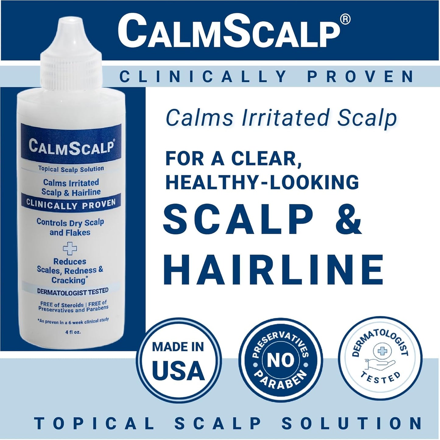 Scalp Serum | Scalp Itch Relief | Scalp Treatment | Exfoliates Scales and Flakes | Clinically Proven | Made in USA | 4 oz