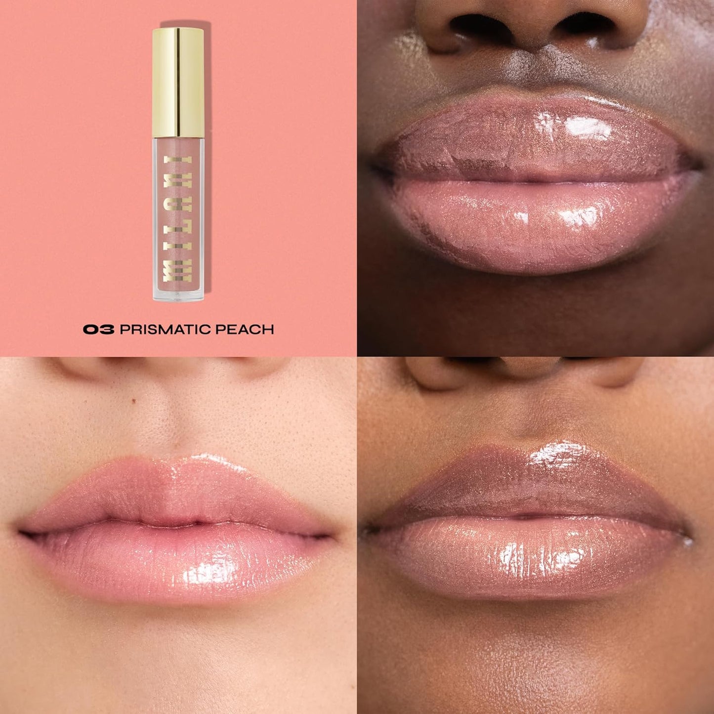 Milani Lip Gloss, Keep It Full Nourishing Lip Plumper with Hyaluronic Acid & Peptides for Soft, Fuller-Looking Lips (0.13 Fl. Oz.) Prismatic Peach