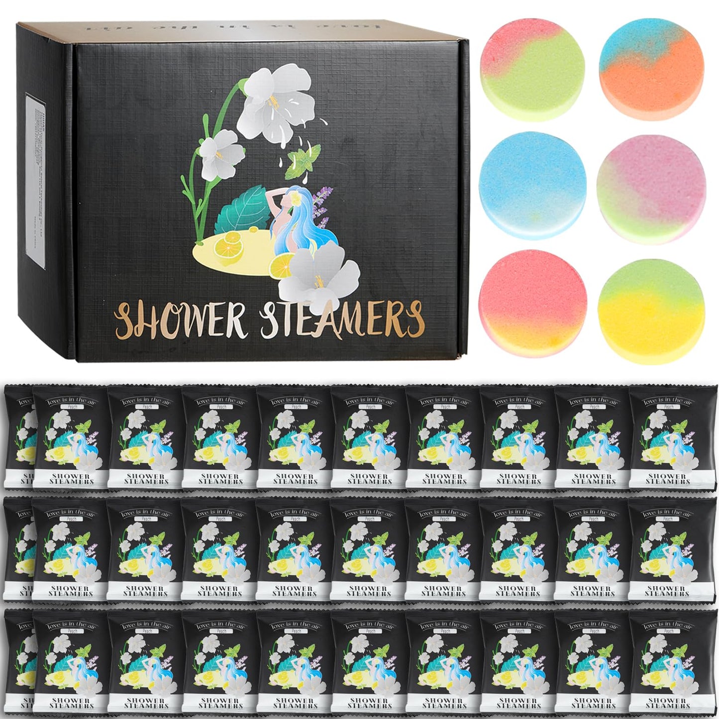 48pcs Aromatherapy Shower Steamers - Relaxation Birthday Christmas Set for Women and Men, Shower Bombs Tablets for Stress Relief and Self Care, Luxury Home Spa