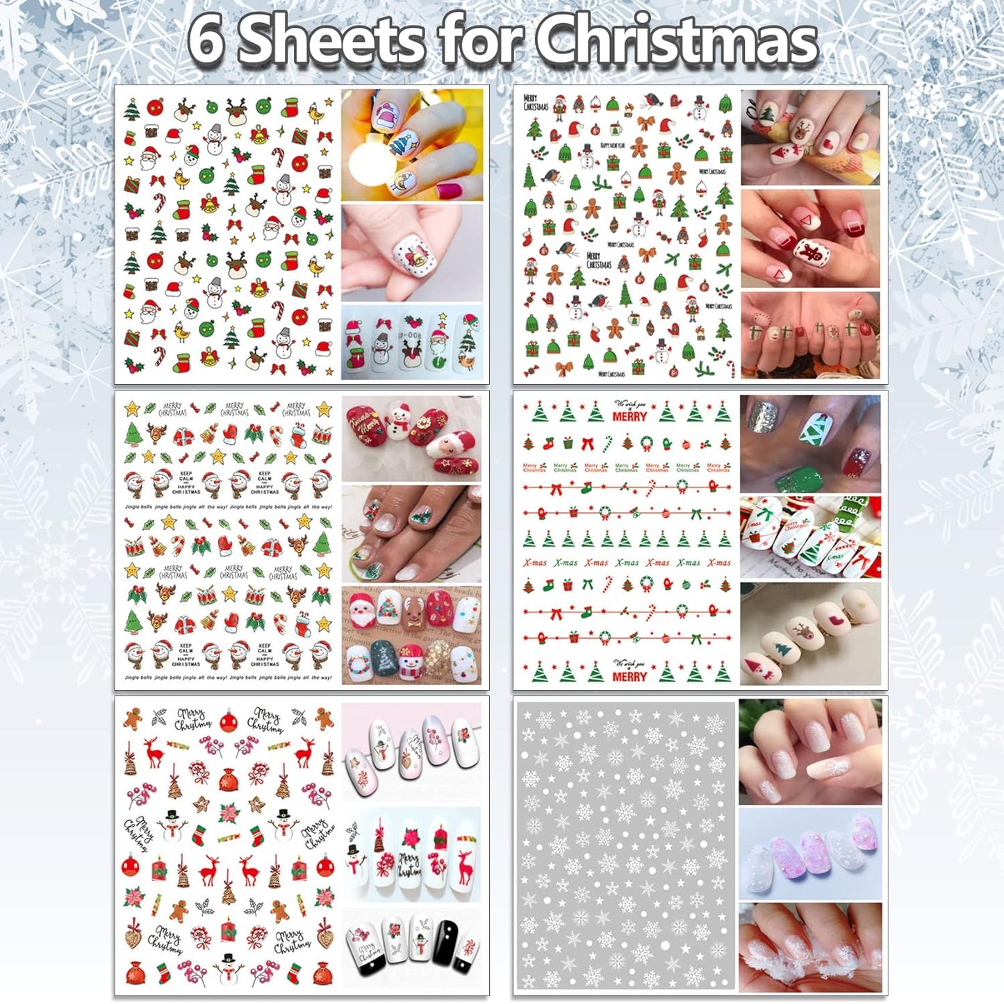 TailaiMei 18 Sheets Holiday Nail Stickers, Halloween Christmas Thanksgiving Day Seasonal Nail Art Decals for Fall and Winter DIY Nail Decorations