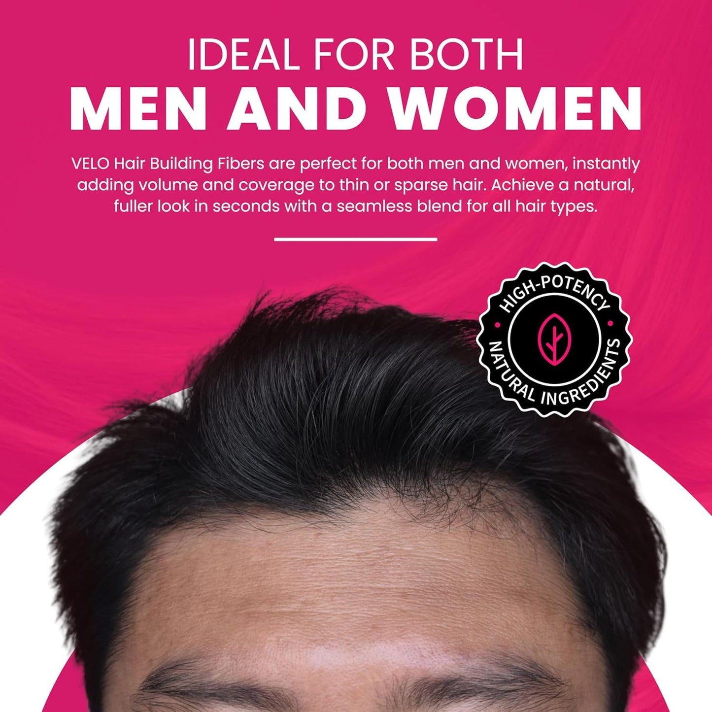 VELO Hair Building Fibers for Thinning Hair –AUBURN Hair Fibers for Men & Women – Covers Bald Spots, Hairline Powder, Hair Thickening Fibers – Hair Filler Powder for Fuller-Looking Hair – 30g