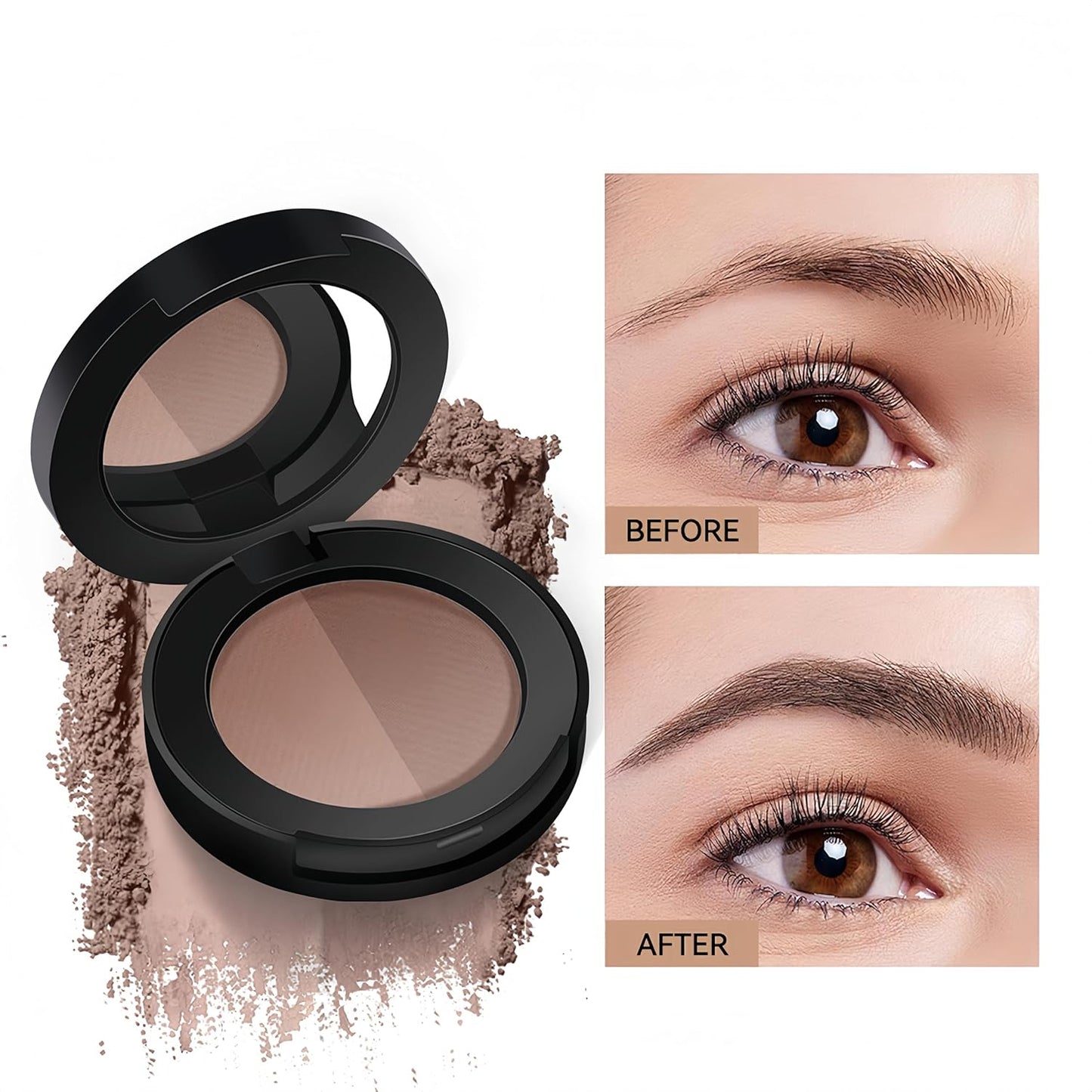 MAEPEOR Brow Powder Duo 6 Colors Natural Smooth Eyebrow Powder Professional Brow Contour Palette for Filler Defined & Sculpt (04 Ash Brown)