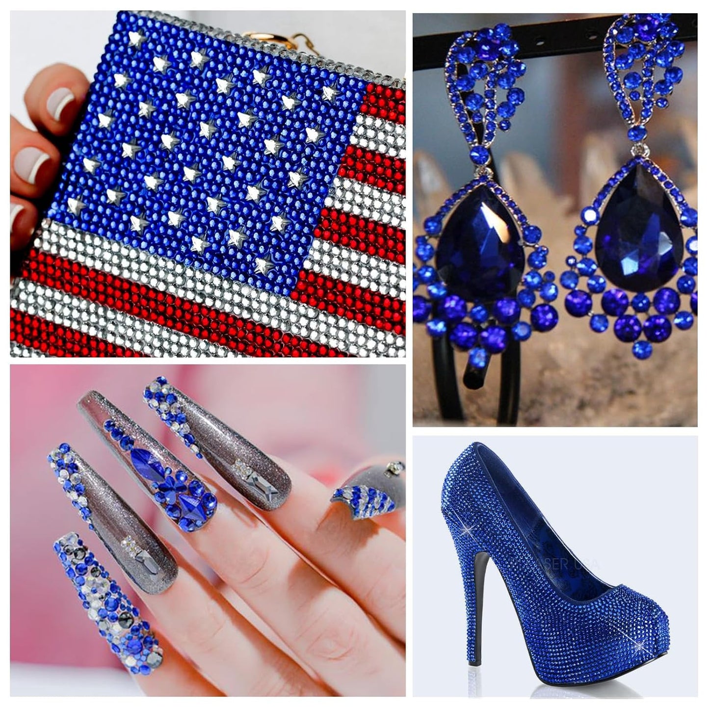 1440Pcs Light Blue Crystal Rhinestones,Glass Flatback Rhinestones Gemstones Small for Nail Face Makeup Art Crafts Clothes Decoration - (SS8,2.4mm,Light Blue)