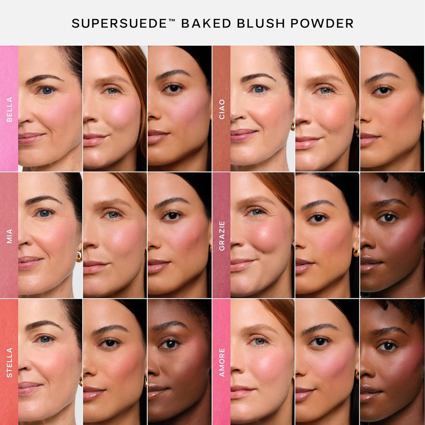 Saie SuperSuede Baked Blush - Talc-Free Powder Blush for All Day Wear - Enriched with Plant-Derived Squalane + Glycerin to Help Moisturize Dry Skin - Bella (0.1 Ounce)