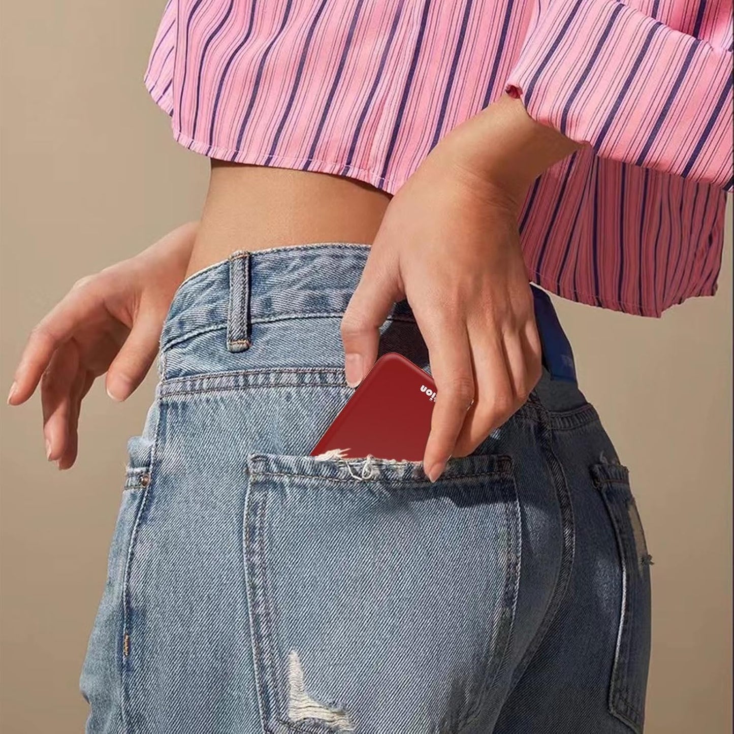 Kintion Rechargeable Pocket Mirror, Double Sided 1X/3X Magnification Compact Vanity Mirror, 3 Color Lights, Dimmable, Small Portable Wallet Mirror, Lighted Travel Mirror for Women Gifts, Wine Red