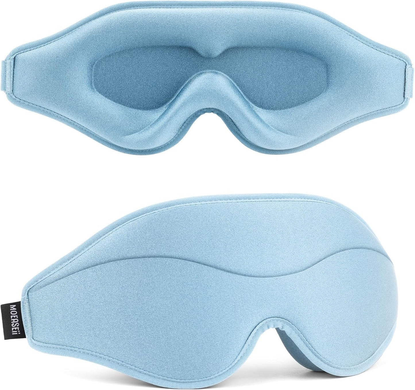 Sleep Mask - Total Blackout 3D Sleeping Mask, Super Lightweight & Silky Soft Eye Mask for Sleeping, Fully Adjustable Fit for Home, Office, Traveling, Meditation, Yoga, Light Blue