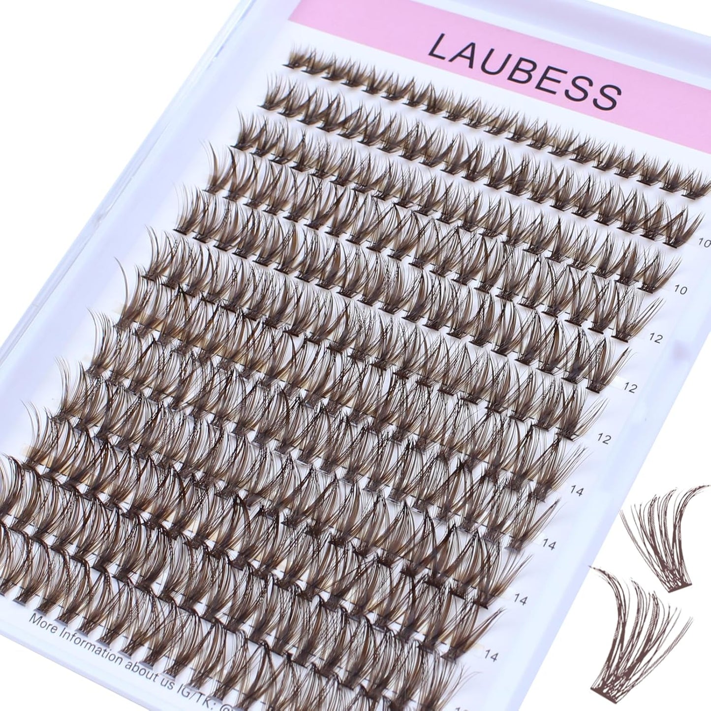 Colored Lash Clusters LAUBESS Dark Brown Colored Eyelash Clusters Wispy Colored Lash Extensions Colorful Lash Clusters Individual Lashes (Brown 40D-0.07D-Mix8-16)