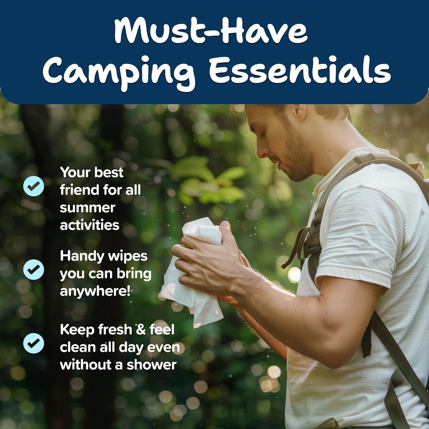 Body Wipes For Adults Bathing No Rinse 200pc XL - Ultra Thick Shower Wipes For Men Women - Personal Cleansing, Hygiene & Camping Essentials, Elderly Care, Travel, Incontinence Disposable Washcloths