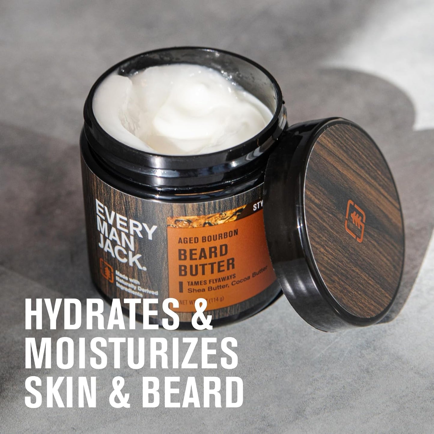Every Man Jack Beard Butter- Aged Bourbon Fragrance - Hydrates and Styles Dry, Unruly Beards While Relieving Itch - Naturally Derived with Shea Butter and Coconut Oil - 4-ounce (2 Pack)