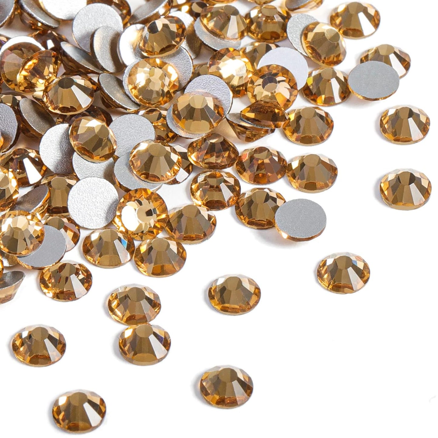 beadsland Flat Back Crystal Rhinestones Round Gems, Lt Colorado Topaz (2.3-2.5mm) SS8/1440pcs