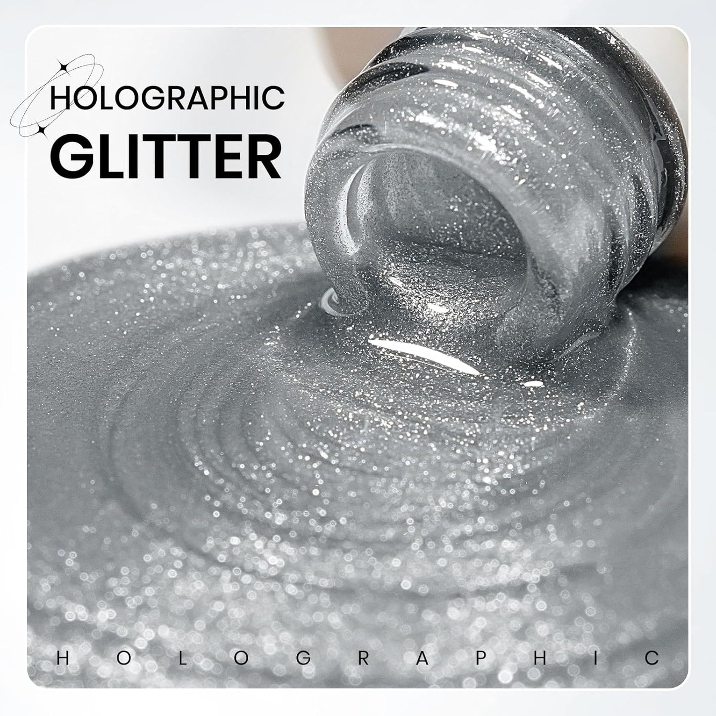 Silver Cat Eye Gel Polish, Magnetic Holographic Gel Nail Polish Glitter Shimmer Gel Polish with Magnet Soak Off U V Gel Salon DIY at Home, 0.5 OZ