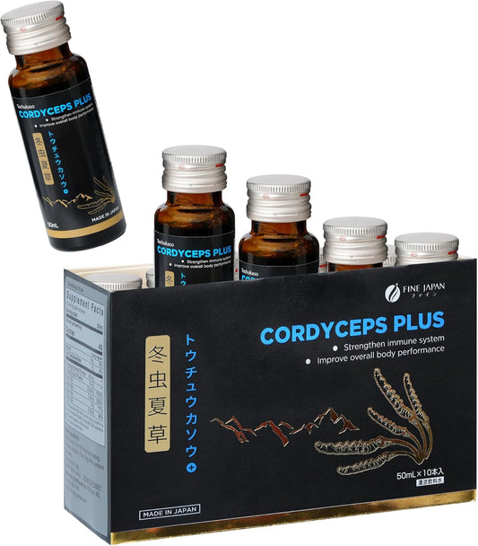 FINE JAPAN Cordyceps Plus: Premium Cordyceps Mushroom Extract and Macadamia Blend - Smart Drops Adaptogenic Mushrooms, Organic Mushroom Supplement for Energy & Immunity, Liquid Cordyceps (Pack of 10)