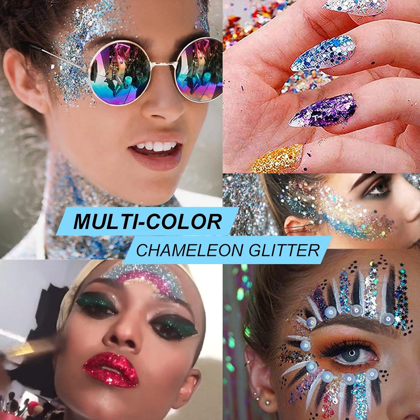 Maple Red Face Body Hair Glitter Gel for Women and Kids, Holographic Chunky Color Changing Glitter Gel Lasting Sparkling Shimmer Makeup for Christmas Party Festival Rave Accessories, 1oz