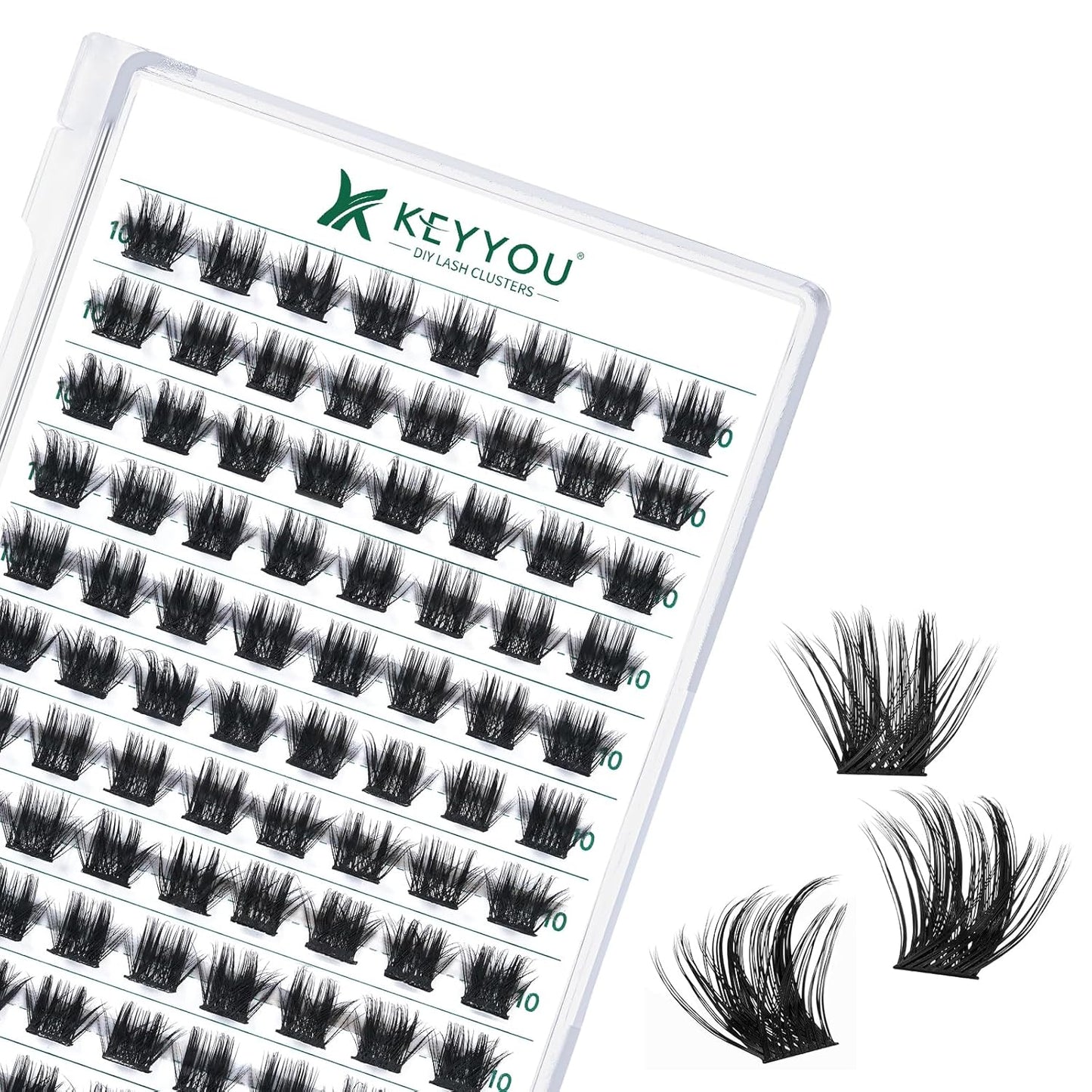 Lash Clusters 96pcs Individual Lashes Y22 D Curl 10mm Eyelash Clusters KEYYOU Volume Wispy Lash Extension Soft&Comfortable Easy DIY at Home(Y22,D-10mm)