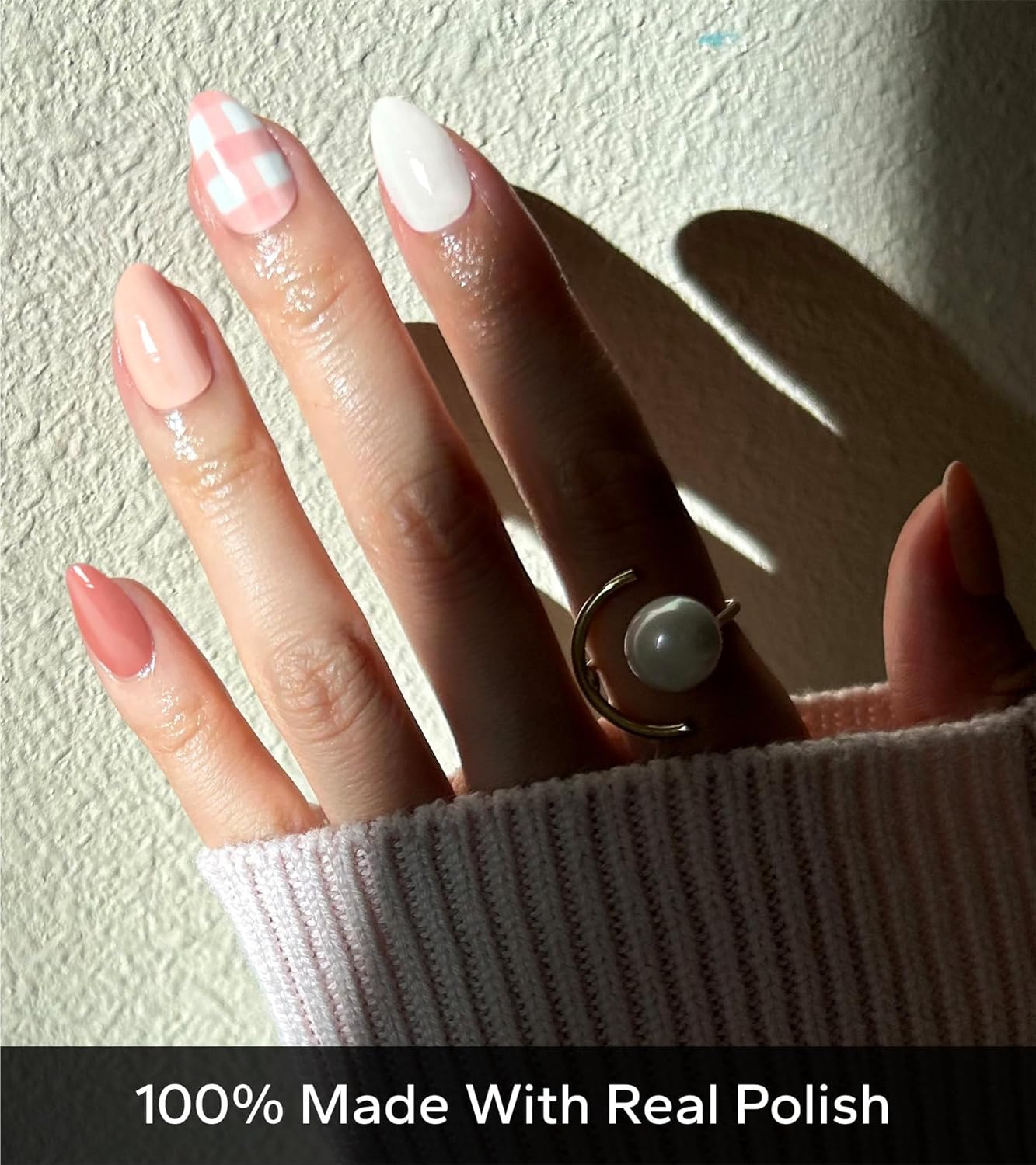 Nail Polish Strips, 20Pcs Salon Quality Gel Nail Stickers, Easy Long Lasting Wraps for Short Nails no UV Light Needed (Multicolor Plaid)