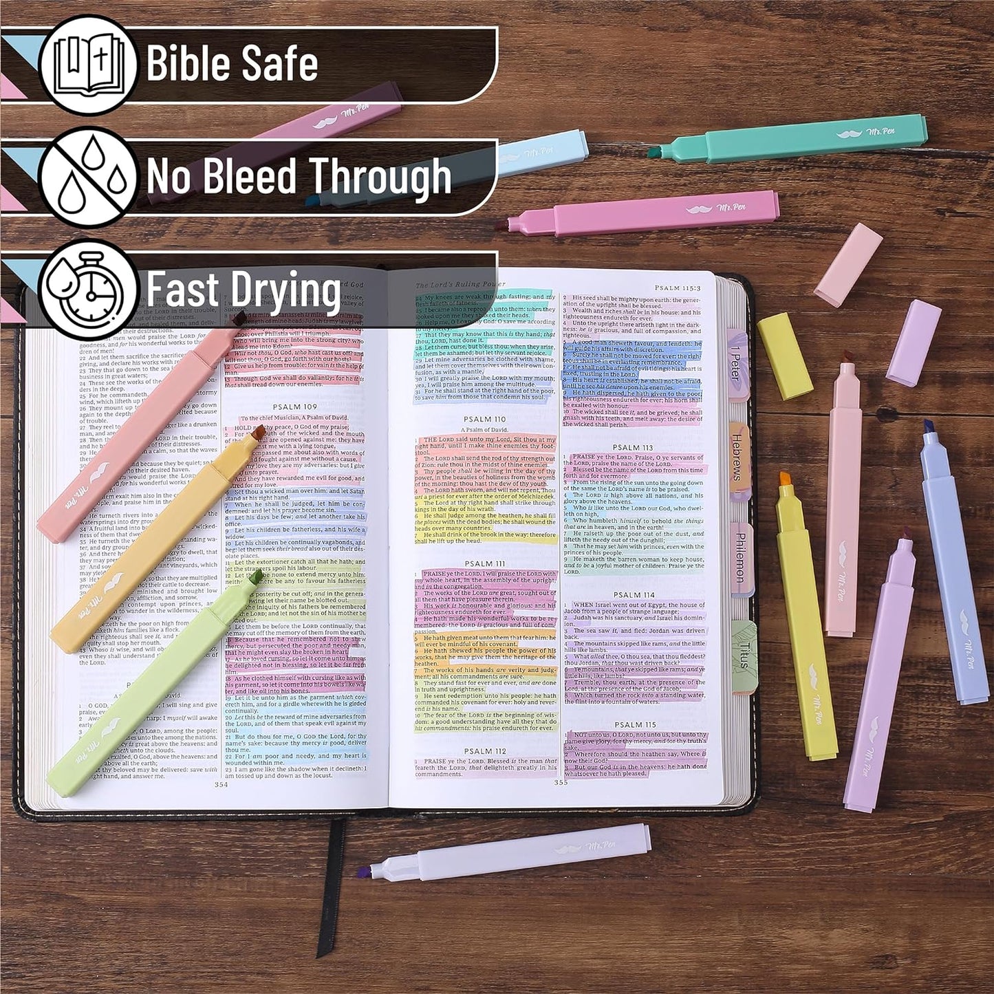 Mr. Pen- Aesthetic Highlighters, 16 pcs, Chisel Tip, Assorted Colors, No Bleed Bible Highlighter Pastel, Back to School Supplies