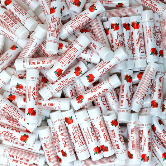 150-Pack Lip Balm in Bulk by Naturistick. Pomegranate Scent. 100% Natural Ingredients. Best Beeswax Chapstick for Dry, Chapped Lips. Made in USA