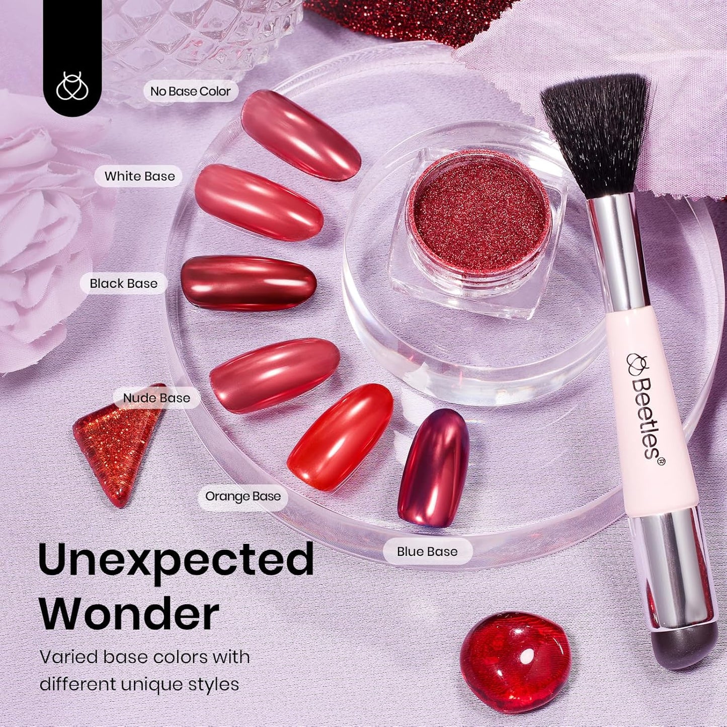 Beetles Red Chrome Nail Powder Metallic Mirror Effect Nail Chrome Powder Mermaid Glitter Red Gel Polish Nail Art DIY Decoration Gifts for Women