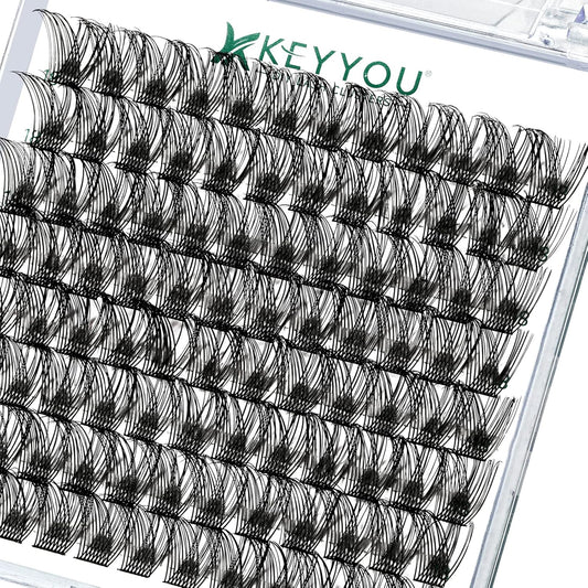 Lash Clusters,96 Pcs Cluster Lashes D Curl 10mm DIY Lash Extensions Eyelash Clusters,KEYYOU Volume Wispy Individual Lashes Soft&Comfortable Easy DIY at Home(Y13,D-10mm)