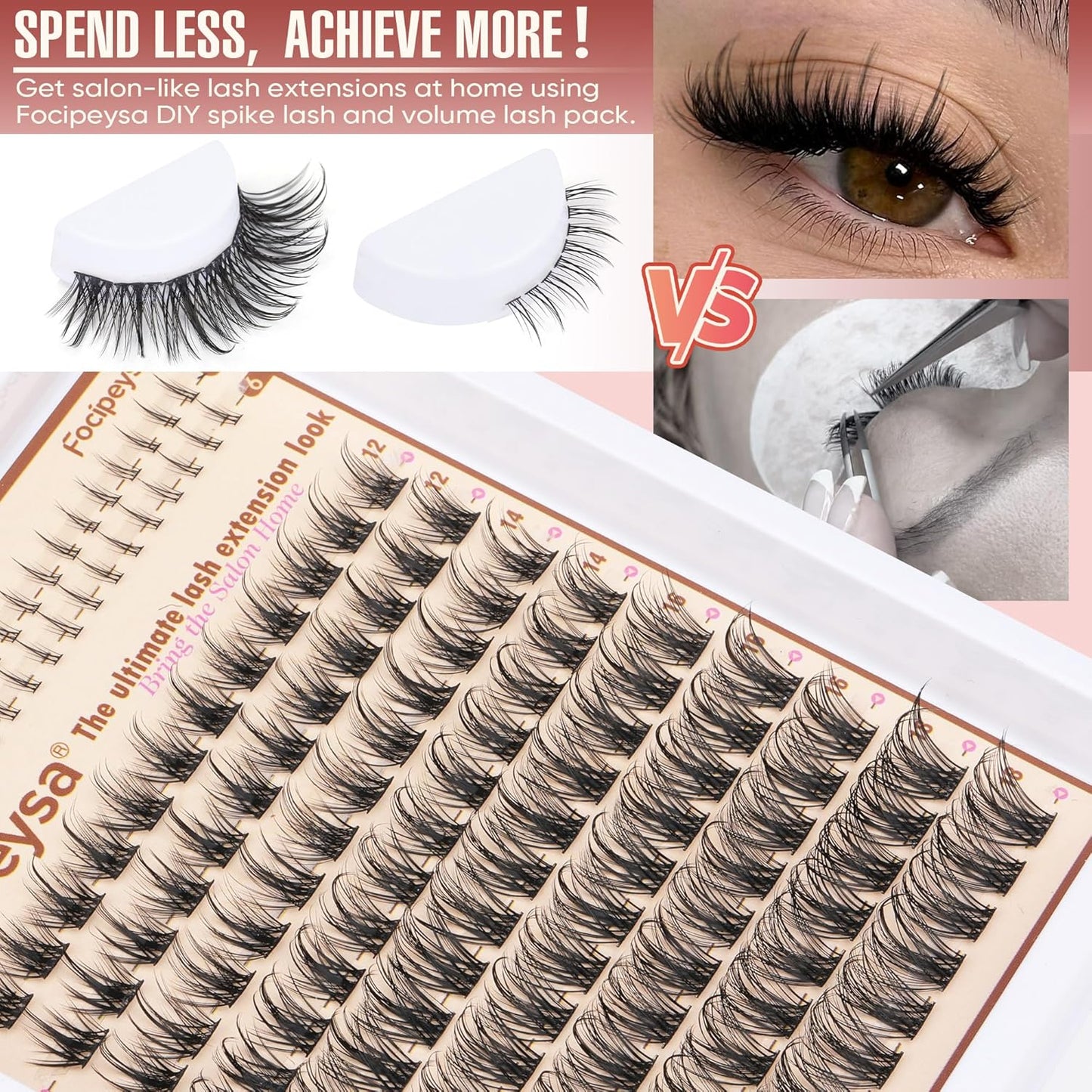 Focipeysa Natural Wispy Lash Clusters Manga Eyelash Clusters Spiky Eyelash Extensions C Curl Individual Lashes Extensions Spike Individual Lashes 12-18mm with Bottom Lashes Clusters DIY Lash at Home