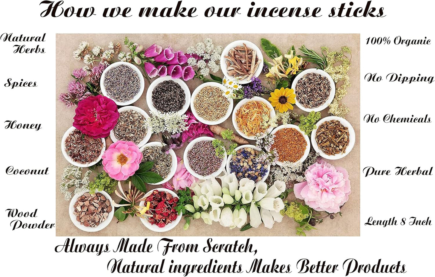 Raajsee Rose Incense Sticks 15 Sticks x 5 Pack -100% Pure Organic Natural Insense-Sticks - Hand Rolled Free from Chemicals - incent Perfect for Church Aromatherapy, Stress Relief, Meditation