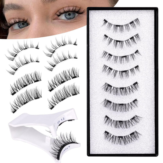 Magnetic Eyelashes with Applicator Wispy Magnetic Eyelashes Natural Look Reusable Press on Lashes without Eyeliner No Glue Needed Lashes 2 Styles Mix False Lashes by JIMIRE