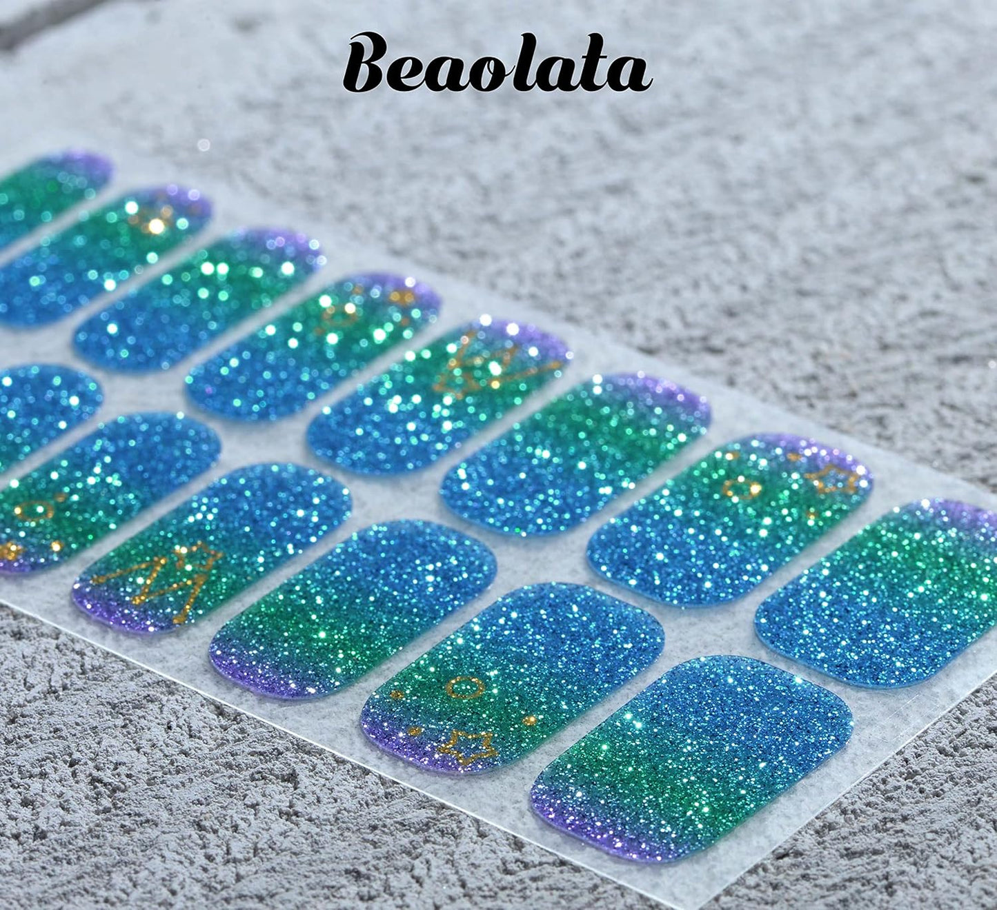 Nail Polish Strips, 32PCS Salon Quality Wraps, Long Lasting Gel Nail Stickers for Women Easy Apply& Remove (Picking Dark Blue)