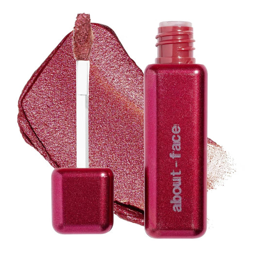 aboutface Fractal Glitter Eye Paint Cherie – Smudge-Proof, Long-Lasting Liquid Eyeshadow – Intense Sparkle with Mousse Texture – Vegan, Cruelty-Free – 0.13 oz (Hot Pink Red)