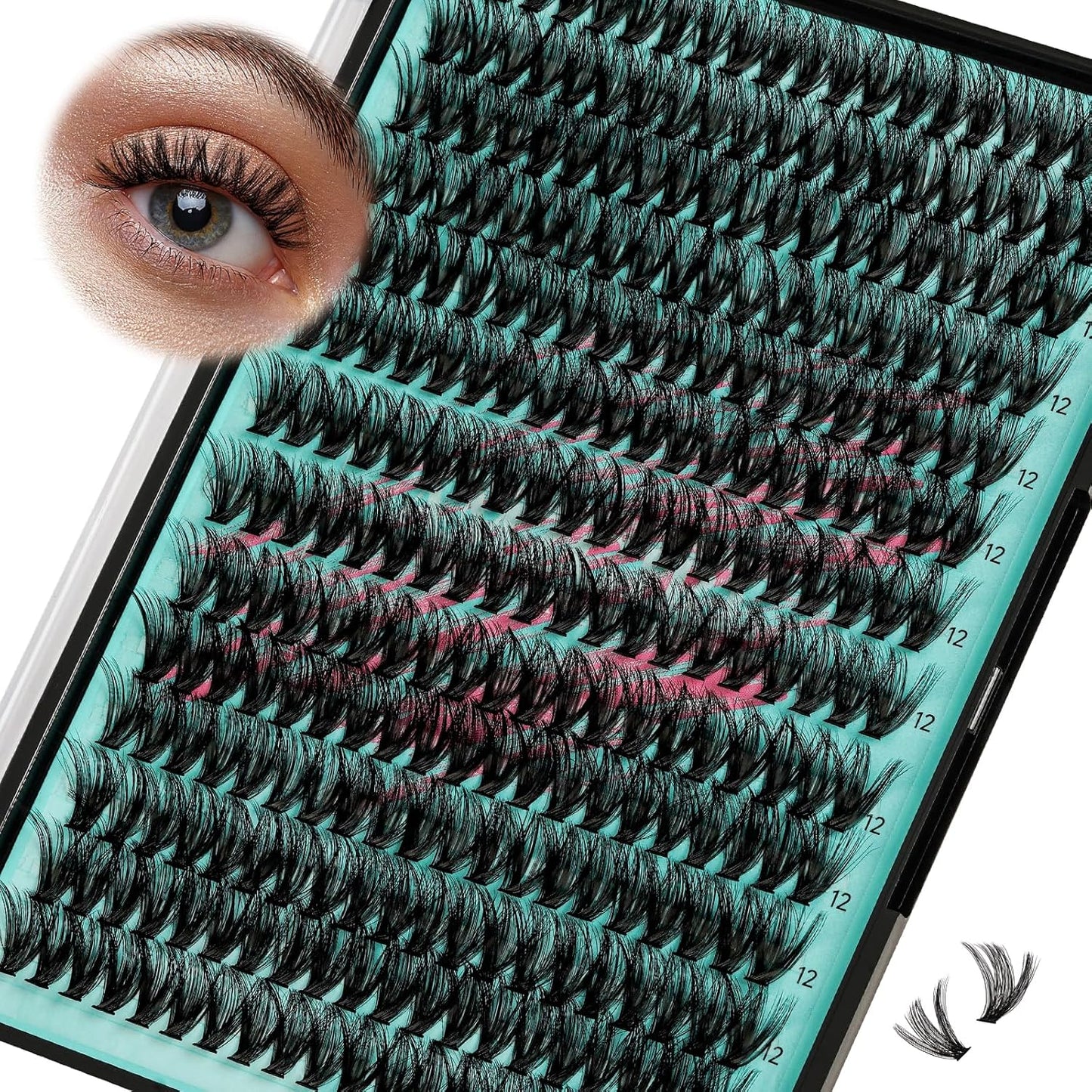 Lash Clusters Wispy 280PCS Eyelash Extension 70D Cluster Lashes Individual Lashes DIY Lash Extension Natural Look Cluster Eyelash Extensions Soft False Eyelashes at Home for Beginners(12mm)