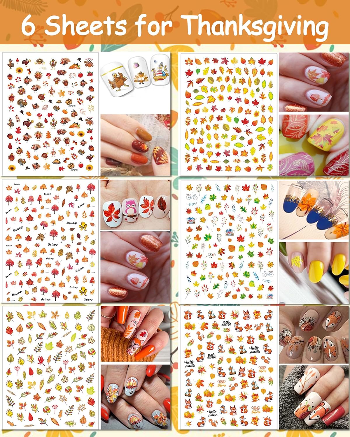 TailaiMei 30 Sheet All Holidays Nail Art Stickers, Christmas Mixed Seasons Variety Pack for Valentine's Day Halloween Fall Nail Decals, Self-Adhesive Year-Round Thanksgiving Nail Decorations