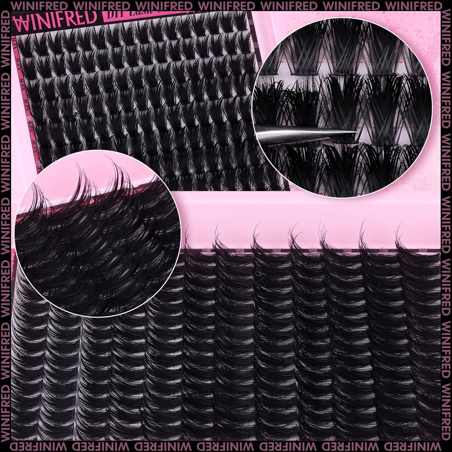 Winifred Wispy Lash Clusters Kit Lash Extension Kit Eyelash Clusters 10-18mm Natural Volume Cluster Eyelash Extensions DIY Individual Lashes Kit Lash Bond and Seal Lash Tweezers Brushes