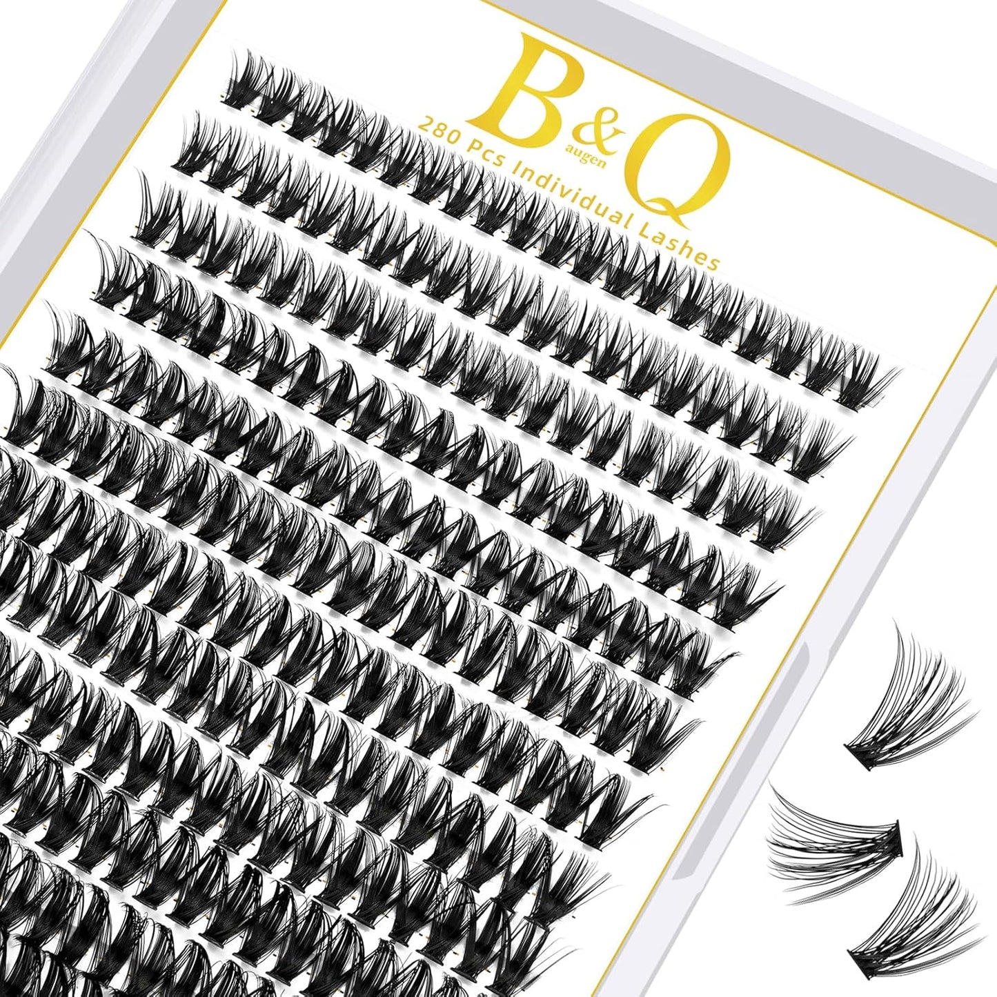 B&Qaugen Lash Clusters 50D-D-15mm Individual Lashes 280 Clusters False Eyelash 30D 40D 50D Lash Clusters Extensions Individual Lashes Cluster DIY Eyelash Extensions at Home (50D-D,15mm)