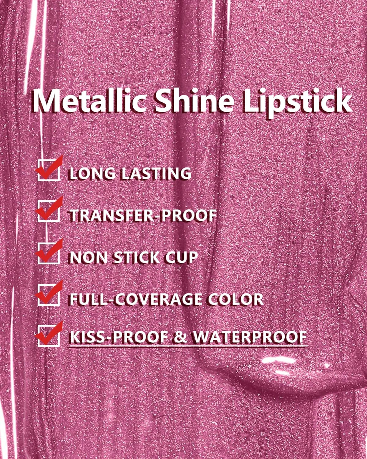 MAKI YIKA Red Lipstick for Women Metallic Lipsticks Glitter Long Lasting Lipstick No Smudge No Transfer Liquid Lip Gloss (BR03 Be Happy)