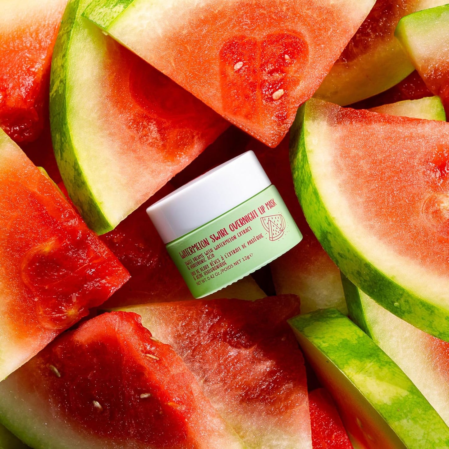W7 Sweet Dreams Overnight Watermelon Swirl Lip Mask - Watermelon Fruit Extract & Hyaluronic Acid - For Hydrated, Full Looking & Irresistible Lips