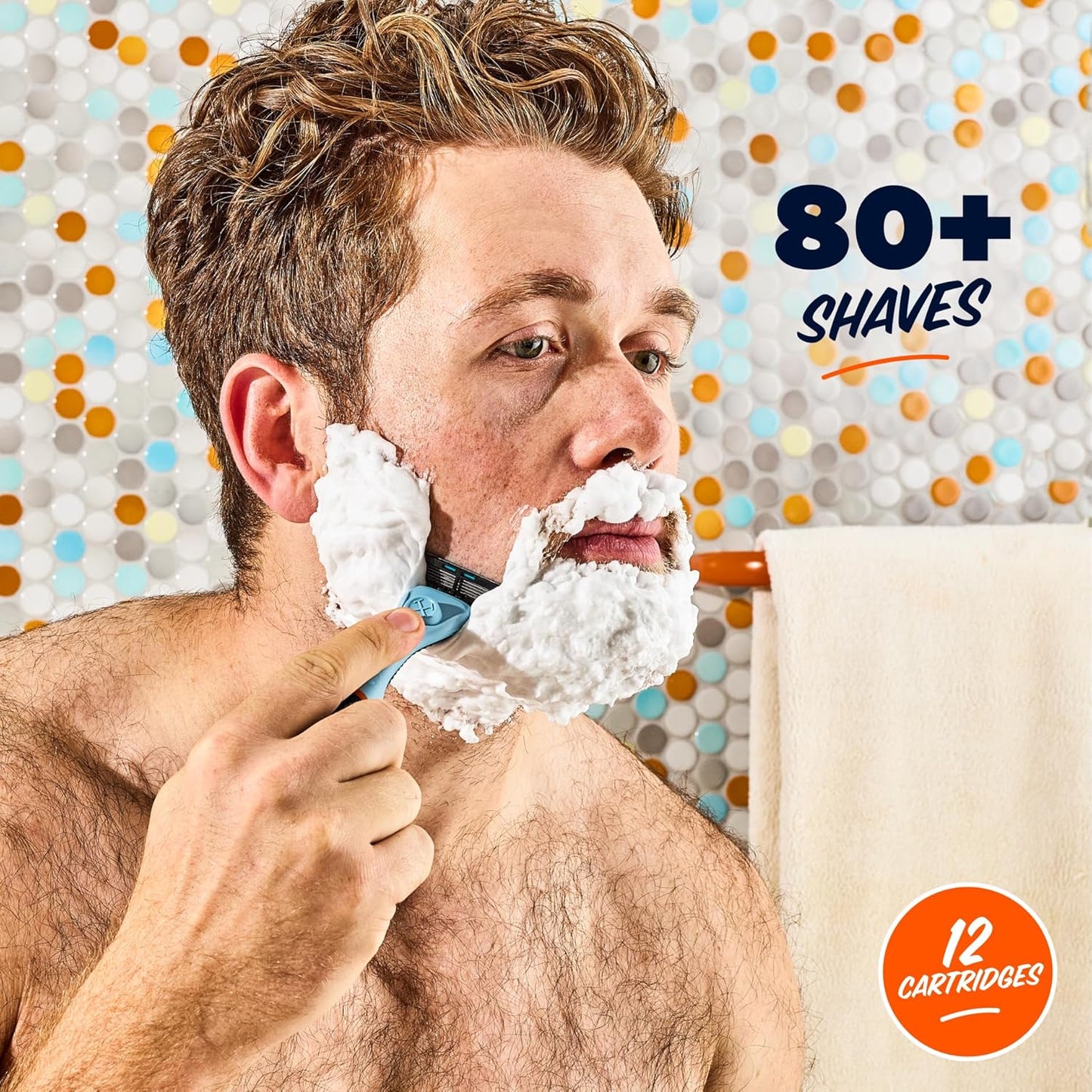 Dollar Shave Club | 4 Blade Razor Refills (12 Pack) | Swift Rinse Blades for Longer and Thicker Hair